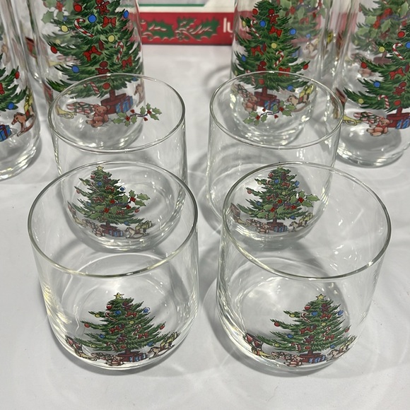 Vintage Luminarc Noel Christmas tree glasses set of 12 tumblers multi-size set - Picture 3 of 16